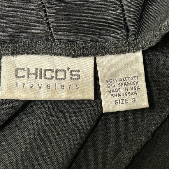 Damaged Chico's Travelers Cardigan Jacket Size 3 Black XL Open Front Ruffle Trim - Picture 3 of 5
